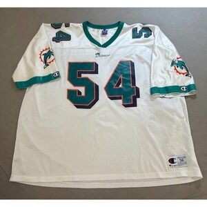 Vintage Miami Dolphins Z. Thomas #54 Champion Jersey XL White Short Sleeve 90s.
